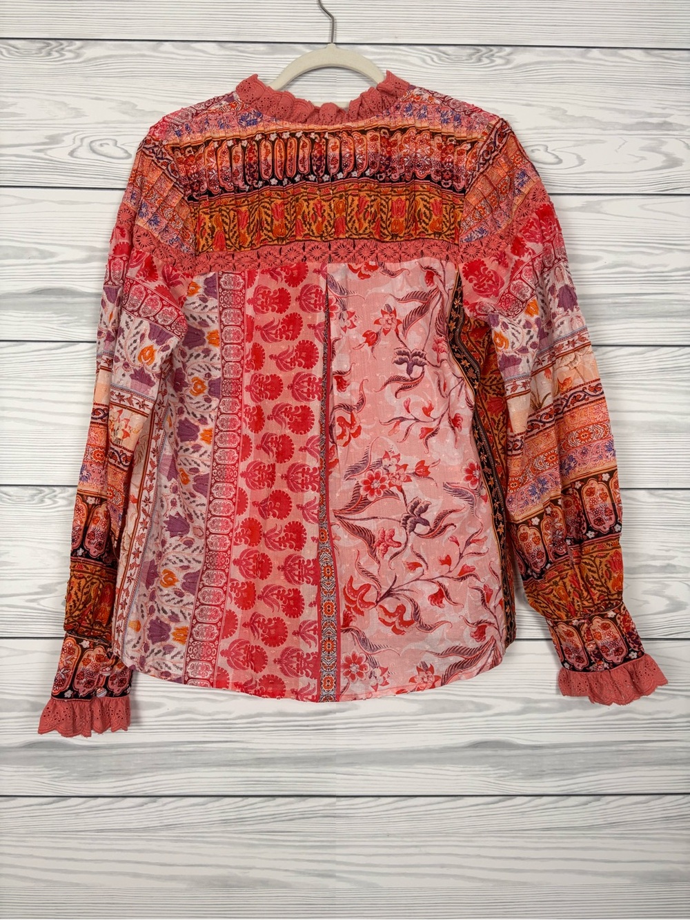 Hale Bob pink floral boho blouse size medium - Picture 7 of 7